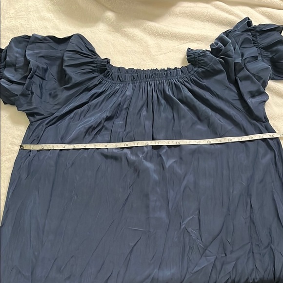 Mersea Blue  Pleated Puff Sleeve Mini Sundress - Picture 12 of 13
